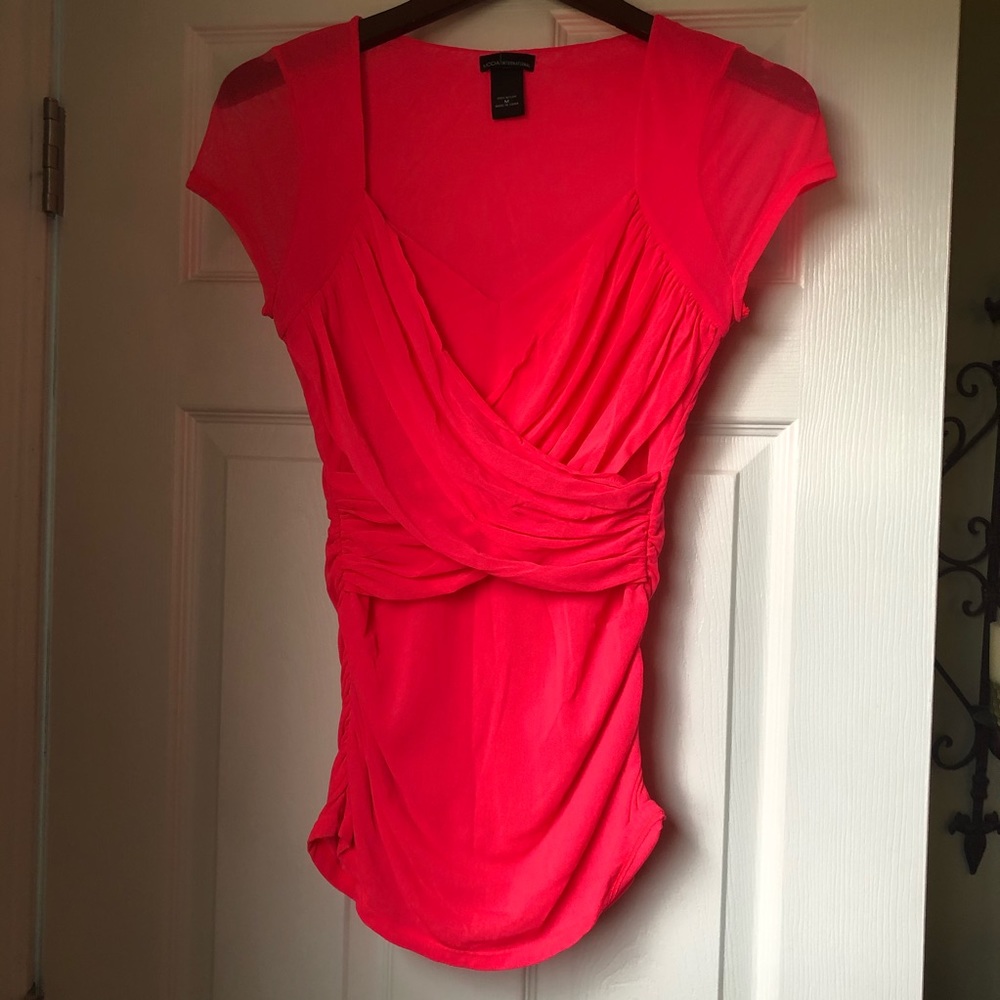 Hot Pink Shirt with Ruching